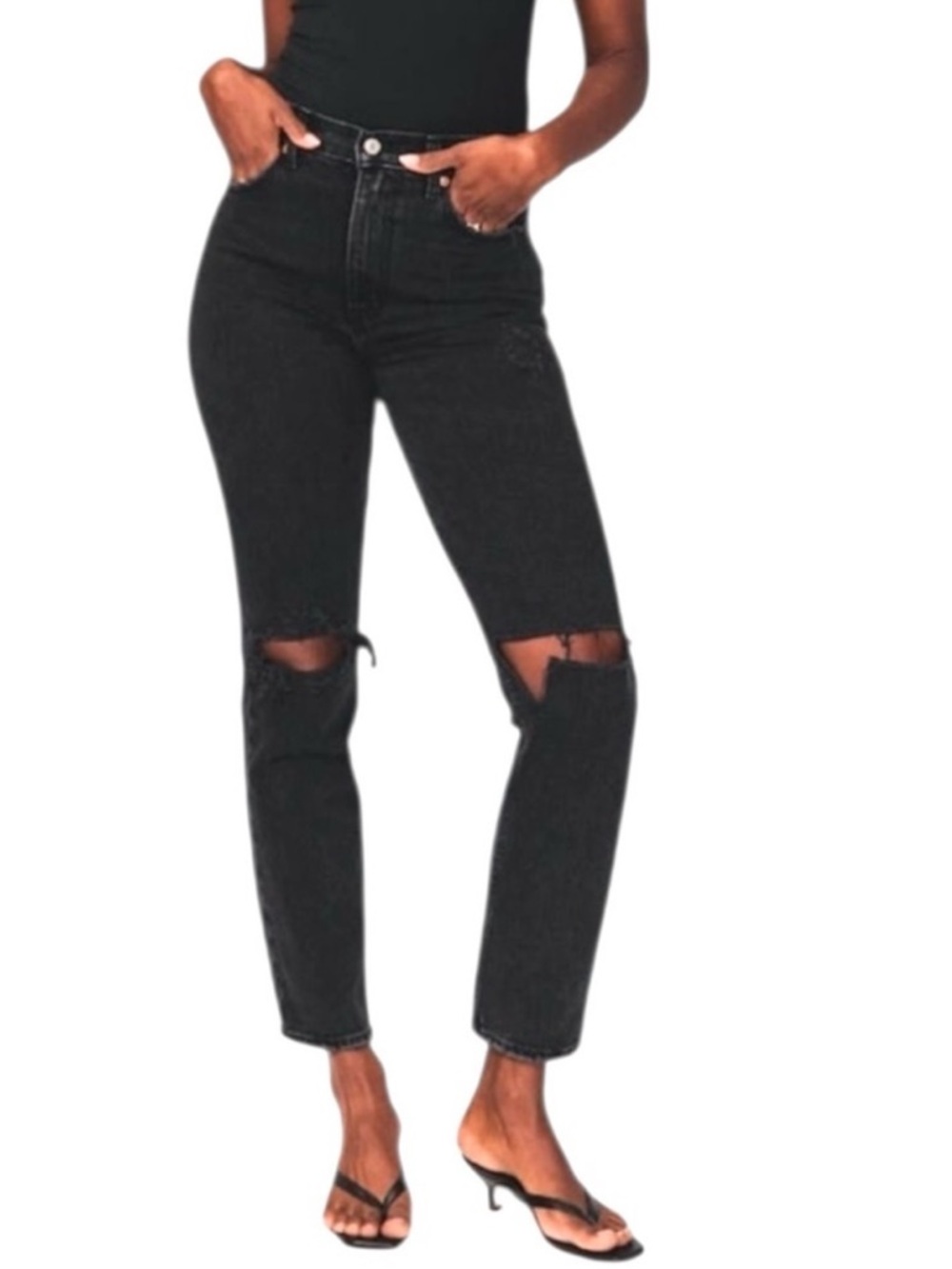Abercrombie & Fitch The 90s Straight Ultra High Rise Black Washed Jean Size 6/28